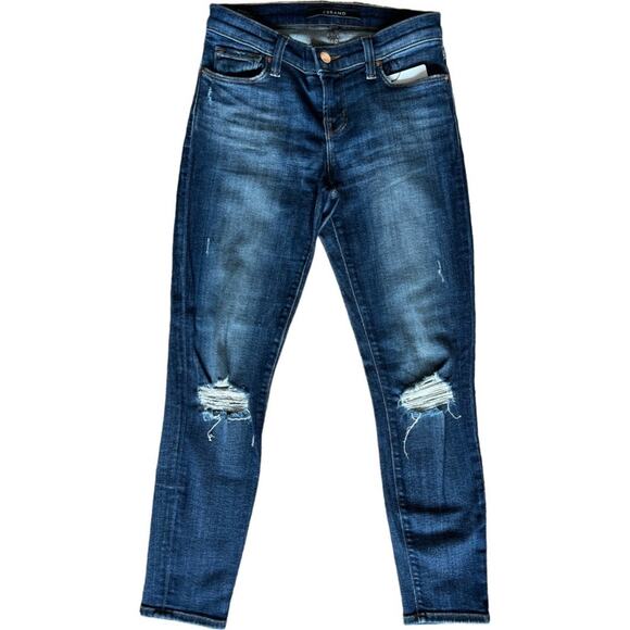 J Brand Blue Medium Wash Cropped Mid-Rise Skinny Leg Jean, US24 - Picture 1 of 15